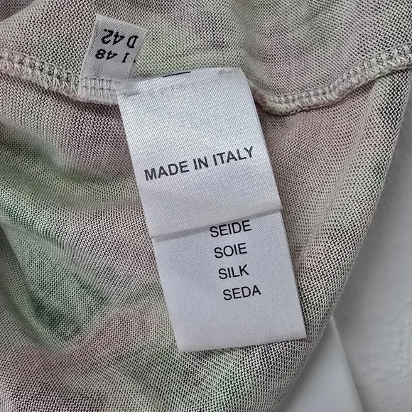 Blumarine Italy Silk Knit Half Sleeve Vibrant Rose Floral Peasant Blouse - Picture 9 of 12